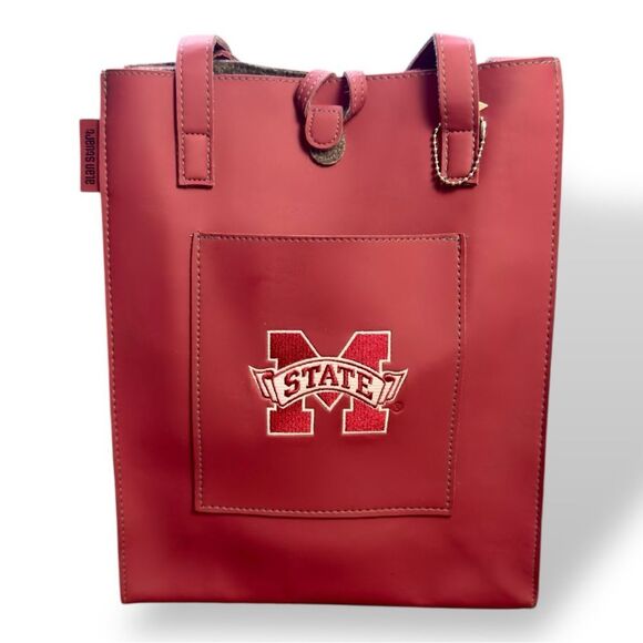 NWOT Alan Stuart Burgundy Mississippi State Tote with Embroidered Emblem - Picture 2 of 10
